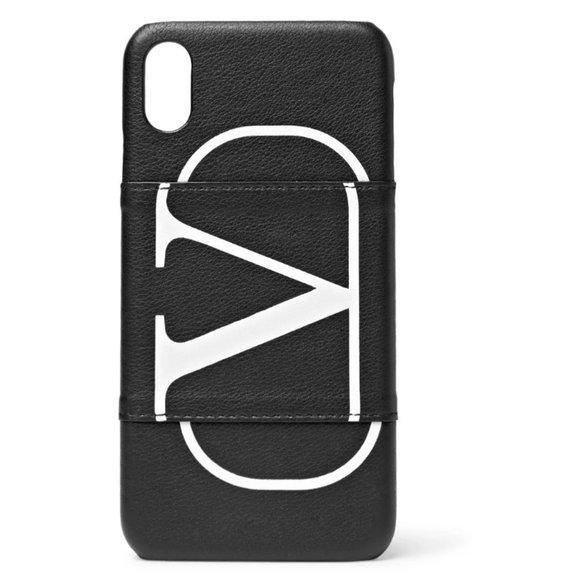 Valentino Black Leather iPhone XS Case New in Box Made in Italy - Picture 1 of 7